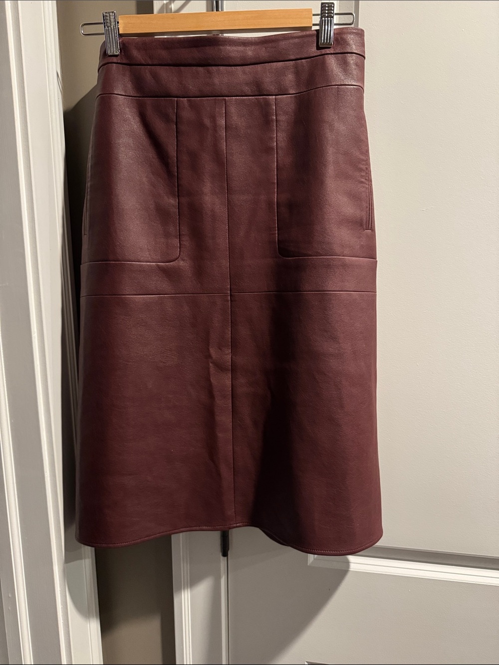 BCBGMaxAzria Brown Faux Leather A-Line Skirt